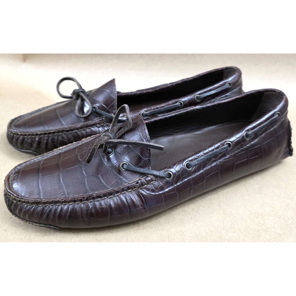 Cole Haan (12 D) Driving Loafers Gunnison II Burgundy Croc Leather Mens C05921